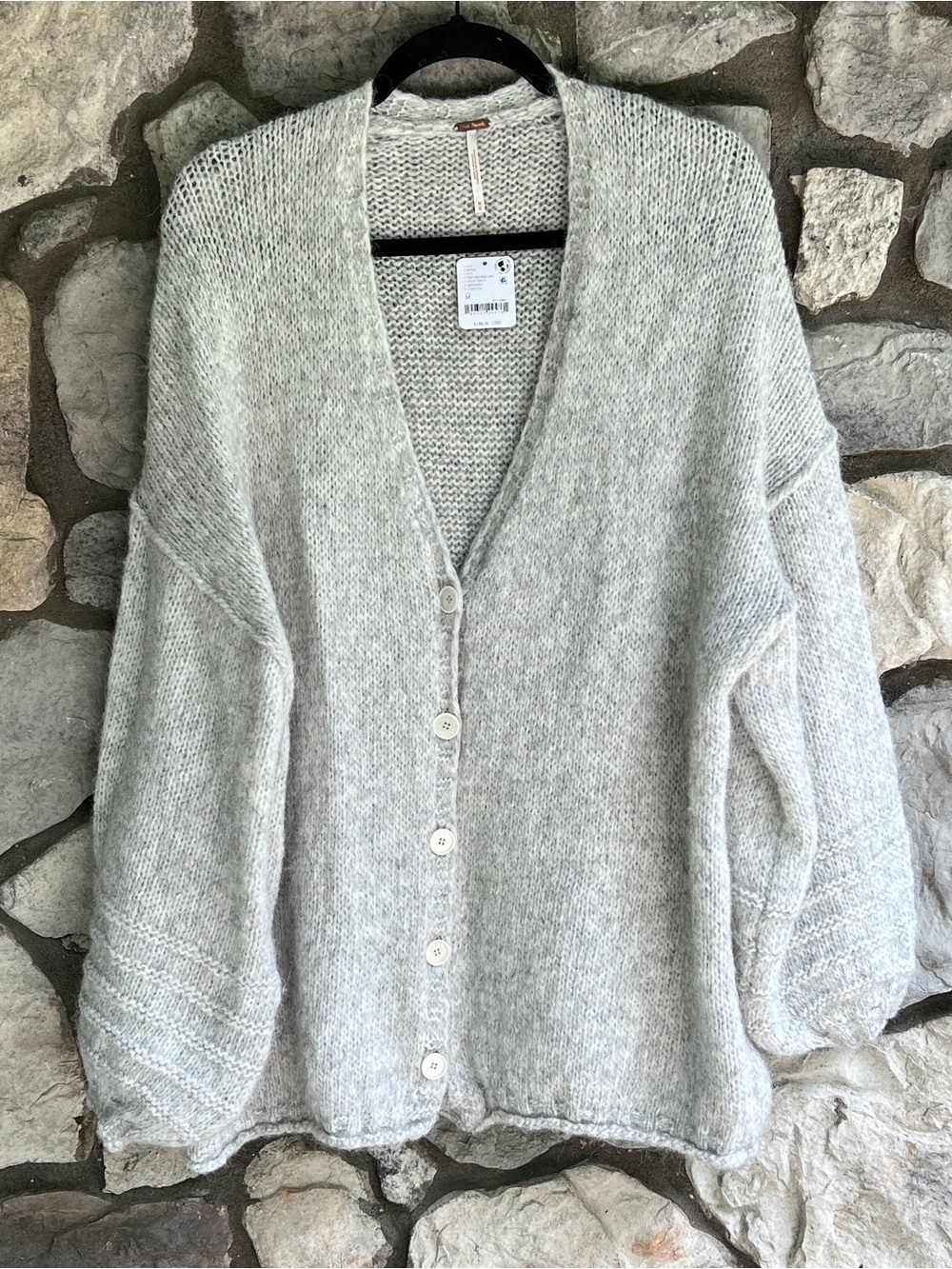 NEW Size Medium Free People Marina SoftSpun Knit Alpaca Grey Cardigan Sweater